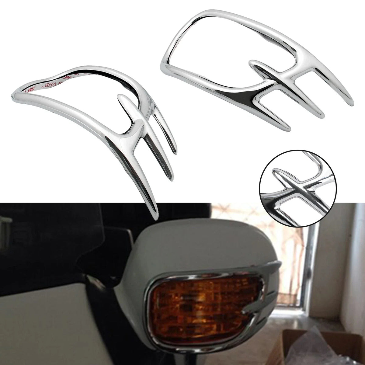 Chrome Fairing Mirror Back Accent Grilles for Honda GL1800 (2001–2011) T9