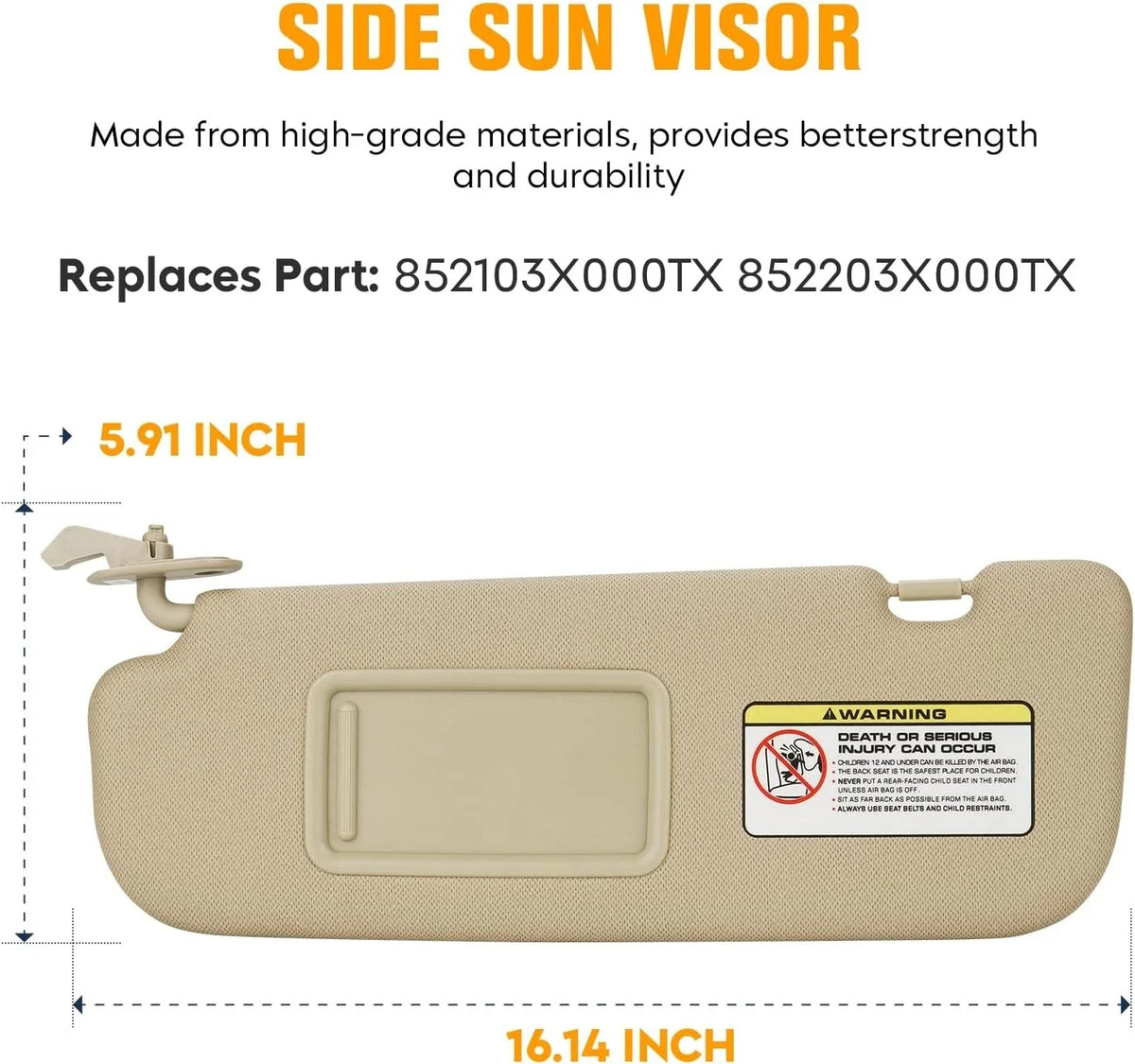 Set of 2 Beige Sun Visors for Hyundai Elantra (2011–2015)
