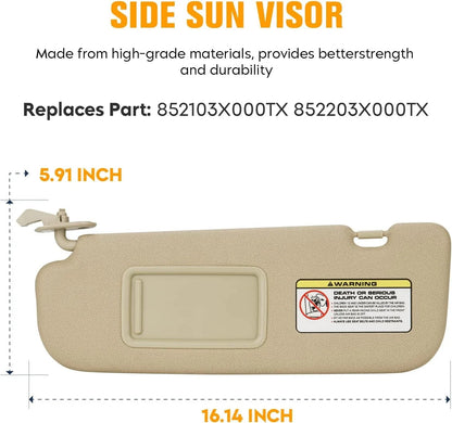 Set of 2 Beige Sun Visors for Hyundai Elantra (2011–2015)