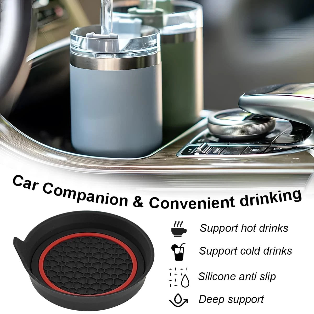 Set of 4 Non-Slip Waterproof Car Cup Holder Coasters for Vehicle