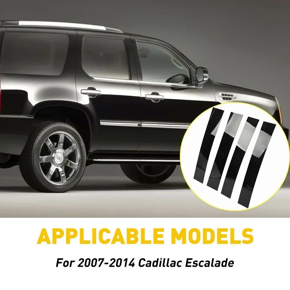 Set of 4 Gloss Black Door Pillar Post for Cadillac Escalade (2007–2014)