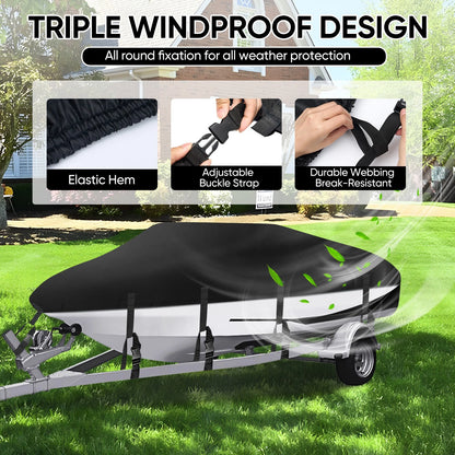 Boat Cover for V-Hull Runabout (17ft-19ft) NEV A300-8-1719