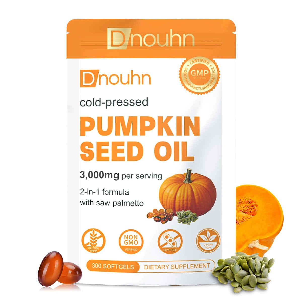 Pumpkin Seed Oil with Saw Palmetto Capsules, 300 Count