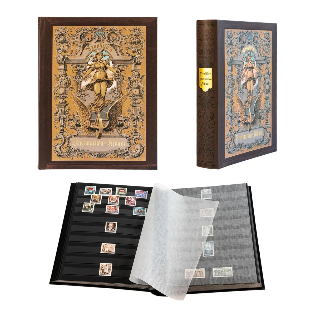 Prophila Stamp Collector's Album with 60 Black Pages Stockbook