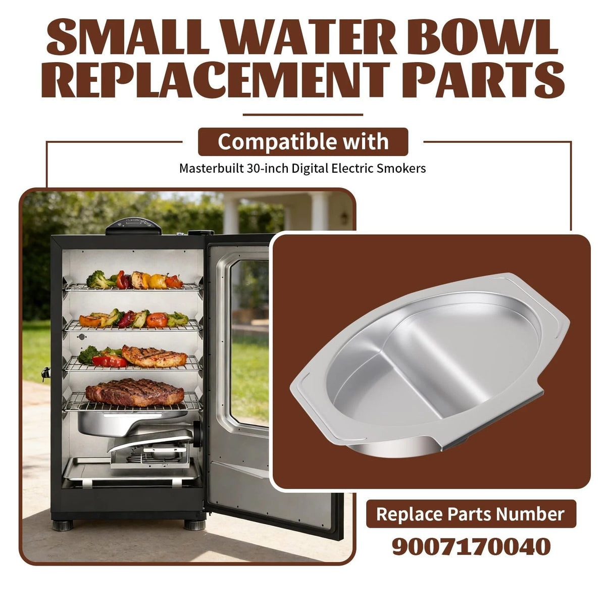 Water Bowl Replacement for Masterbuilt Small MB 30 (2015–2023)