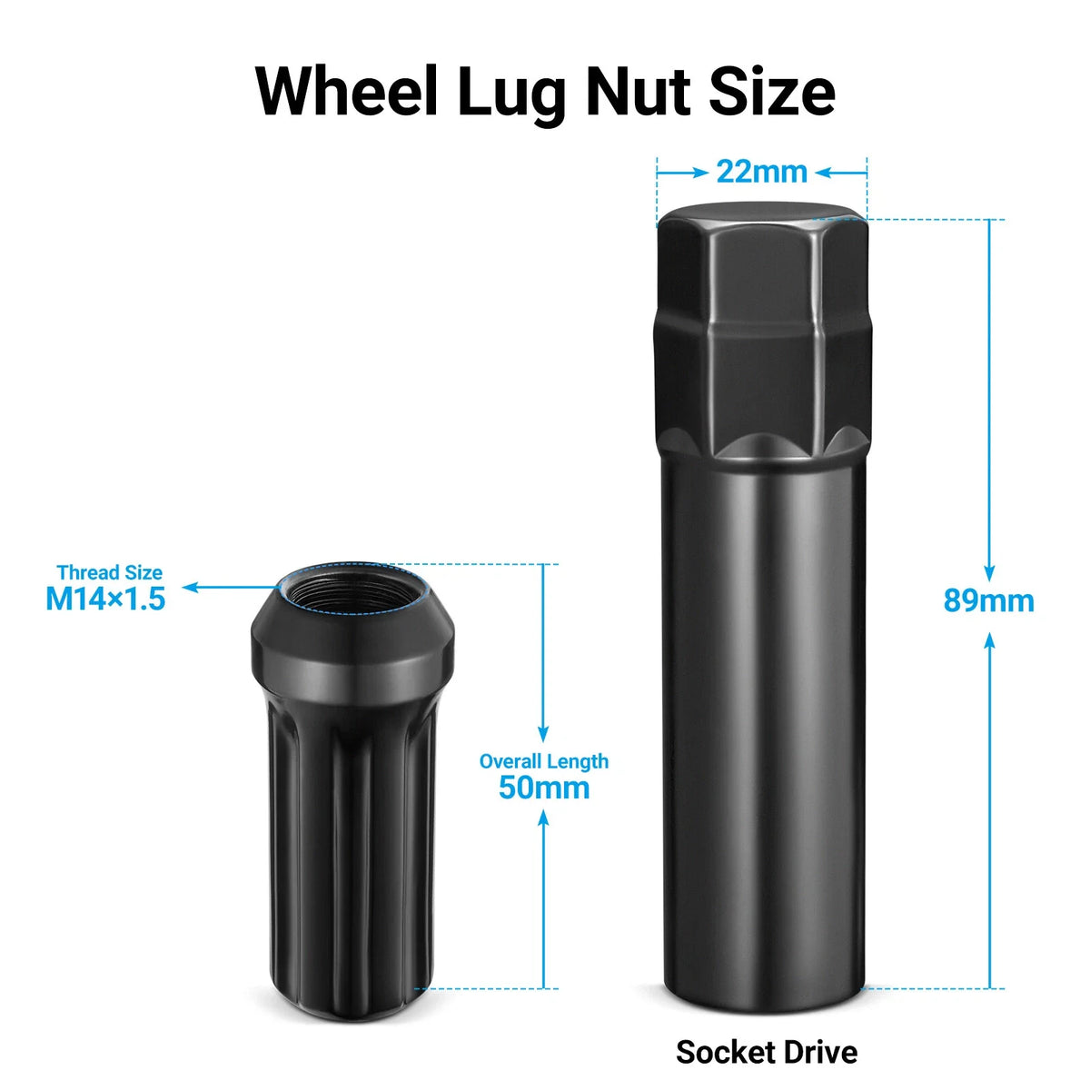 Wheel Spline Lug Nuts for 8-Lug Aftermarket Wheels (14mm x 1.5) (24 Piece)