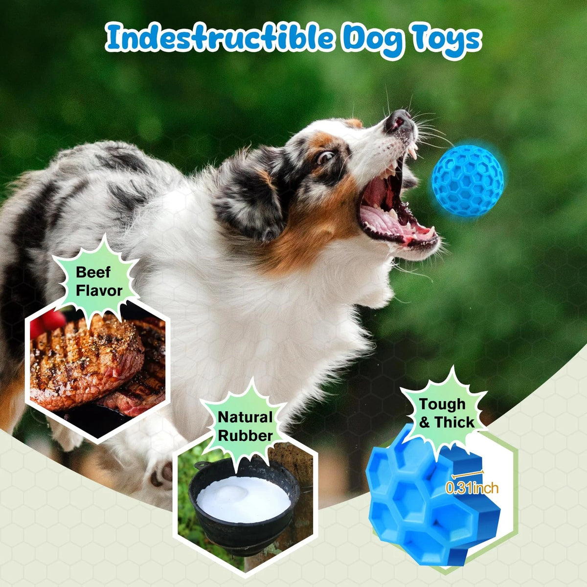 Indestructible Squeaky Dog Toys for Aggressive Chewers - Blue