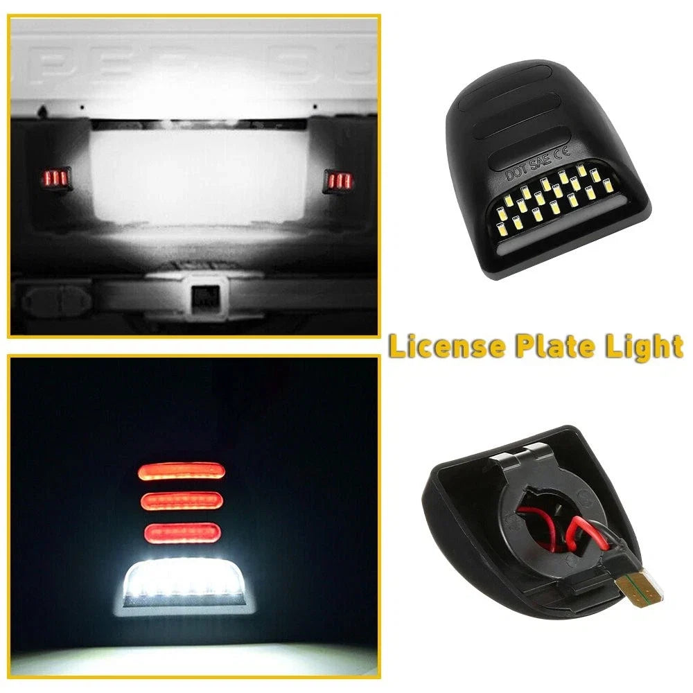 2X LED License Plate Light Red DRL Tube for Chevy Silverado GMC Sierra 1500 (2019–2023)