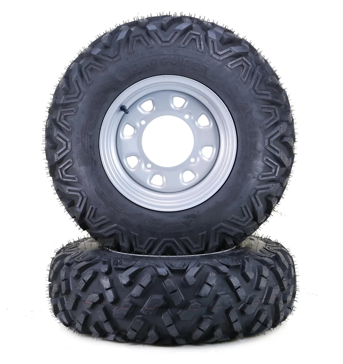 Set of 2 LIBRA ATV Tires & Wheels 26x9-12 6-Ply 4-156 PCD 4+3 Silver Wheel-10395