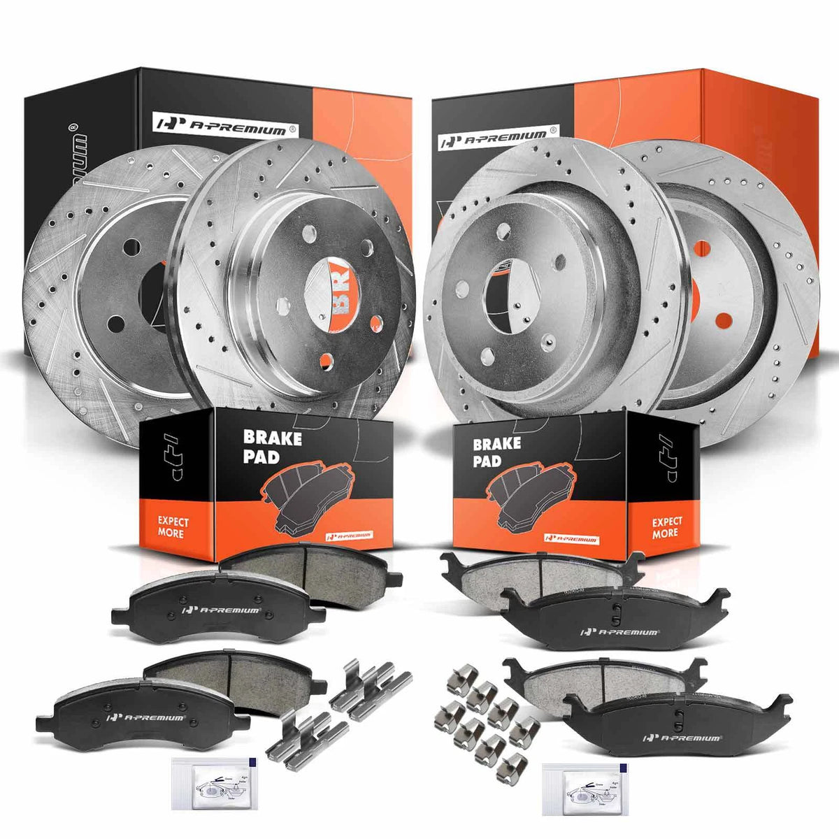 Set of 4 Drilled Brake Rotors & Ceramic Pads for Dodge Durango Ram (2011–2023) - BP967, D967, SBC967, BP1084MS