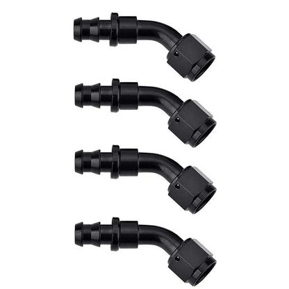 4PCS AN6 AN8 AN10 Push-On Lock Hose Aluminum 45° Elbow Fittings (2010–2015)