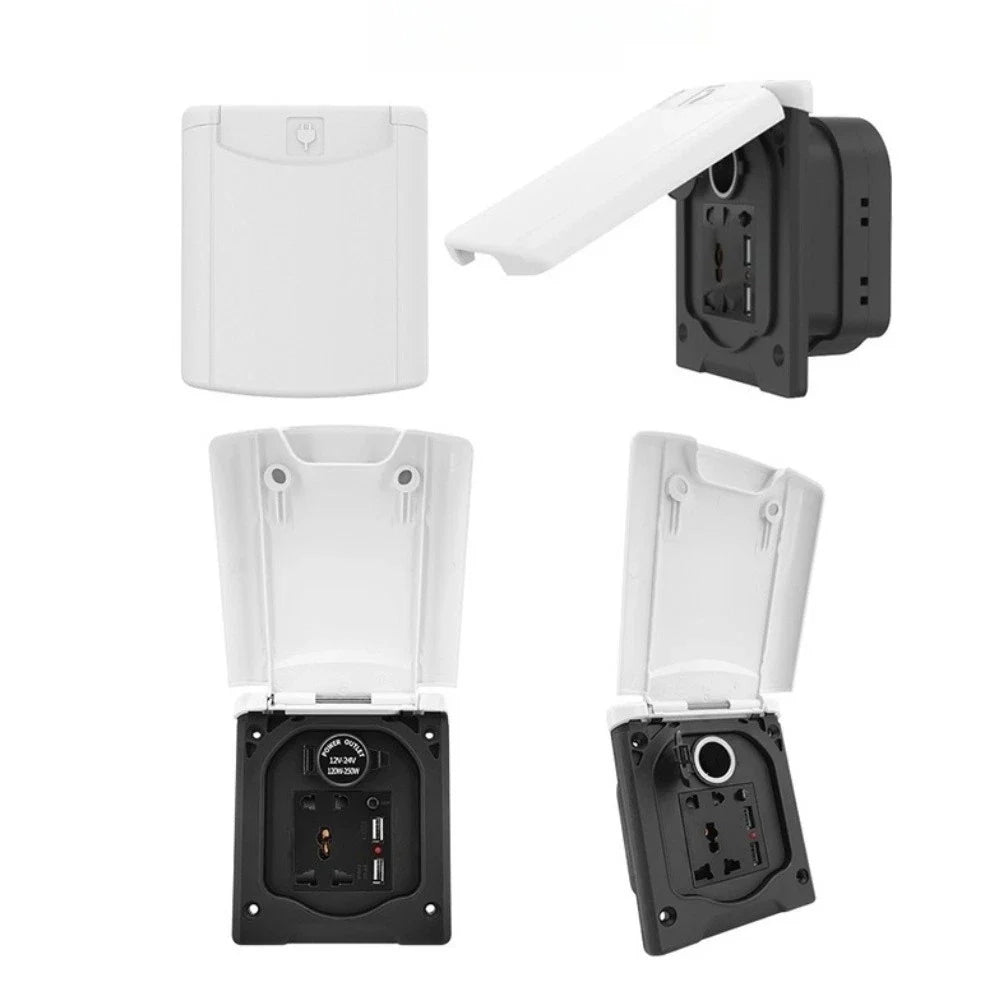 IP44 Rated RV Power Outlet Box for Trailers Campers Boats
