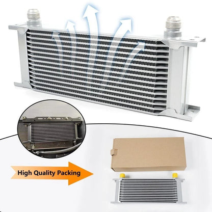 15 Row Aluminum Engine Transmission Oil Cooler Kit with 10AN Fittings