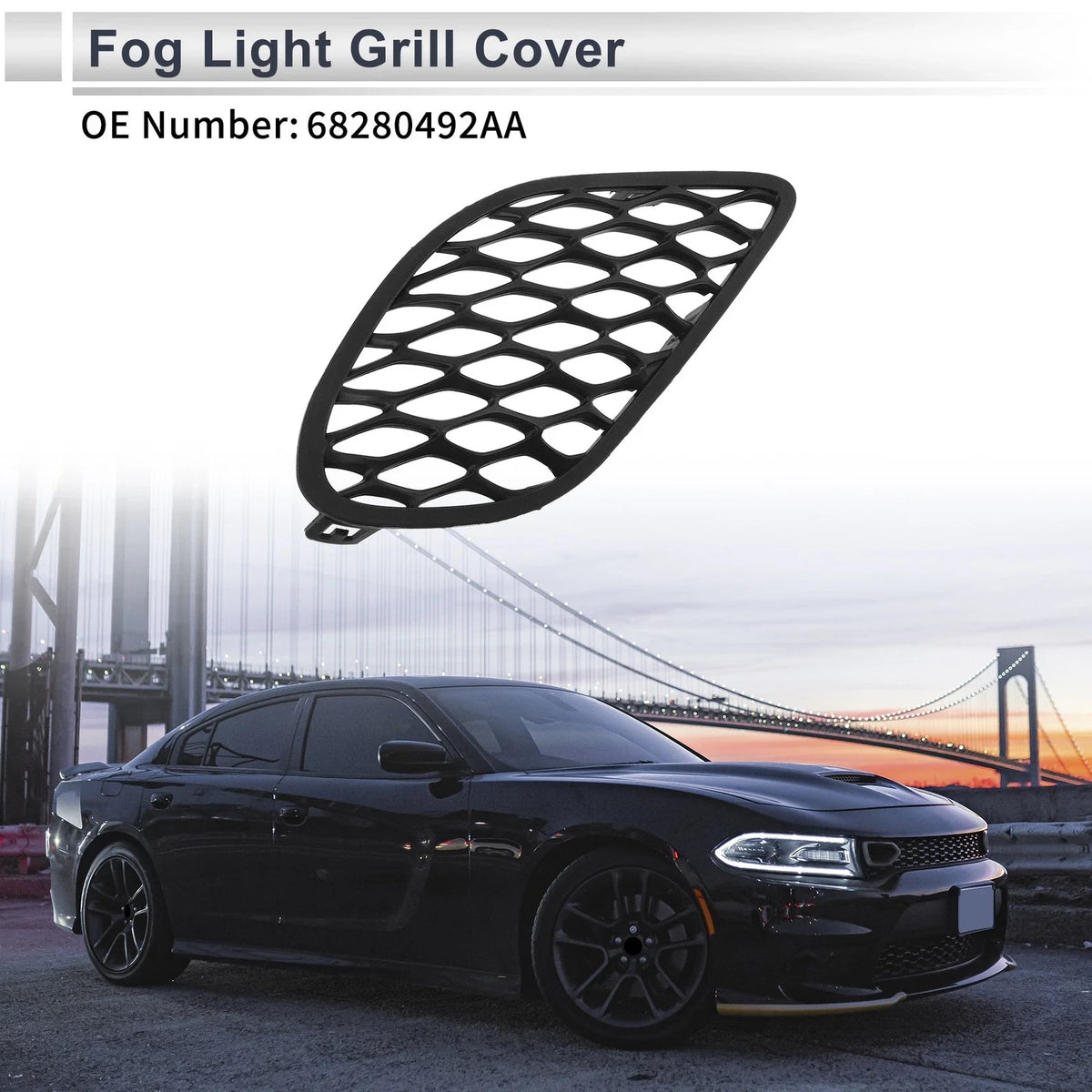 1 Pc Fog Light Grill for Dodge Charger (2015–2022) No. 68280492AA