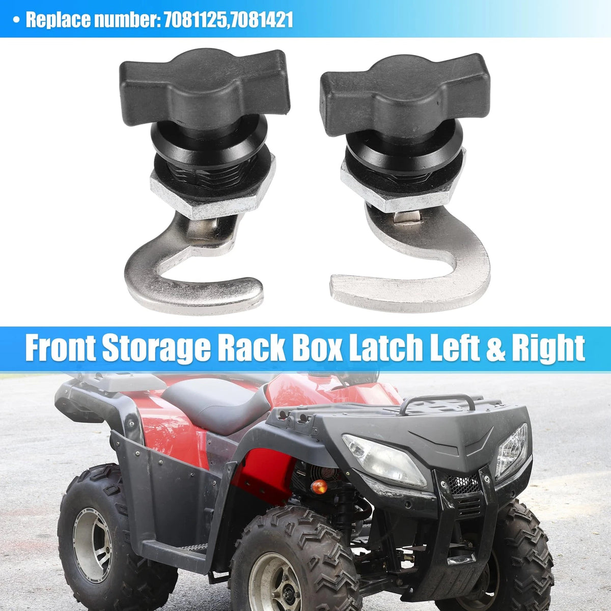 1 Pair Front Storage Rack Box Detent Latch for Silver Tone, Black