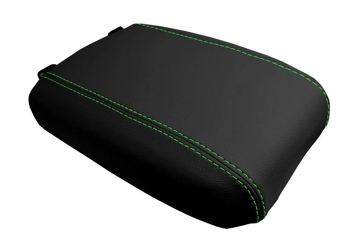 Leather Console Lid Armrest Cover for Toyota Tacoma (2016–2019) Green Stitch