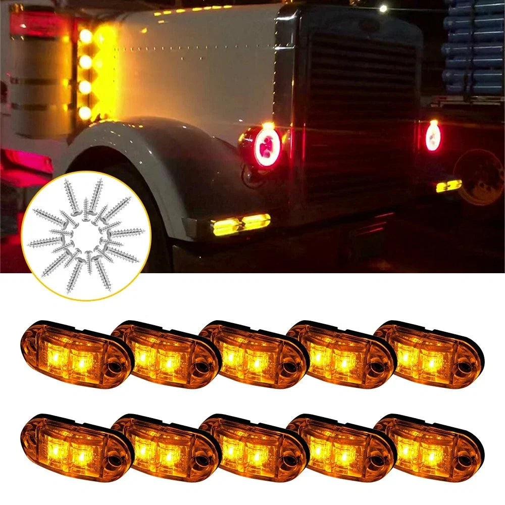 10pcs Amber LED Side Clearance Marker Lights for Truck Trailer RV (EXV)