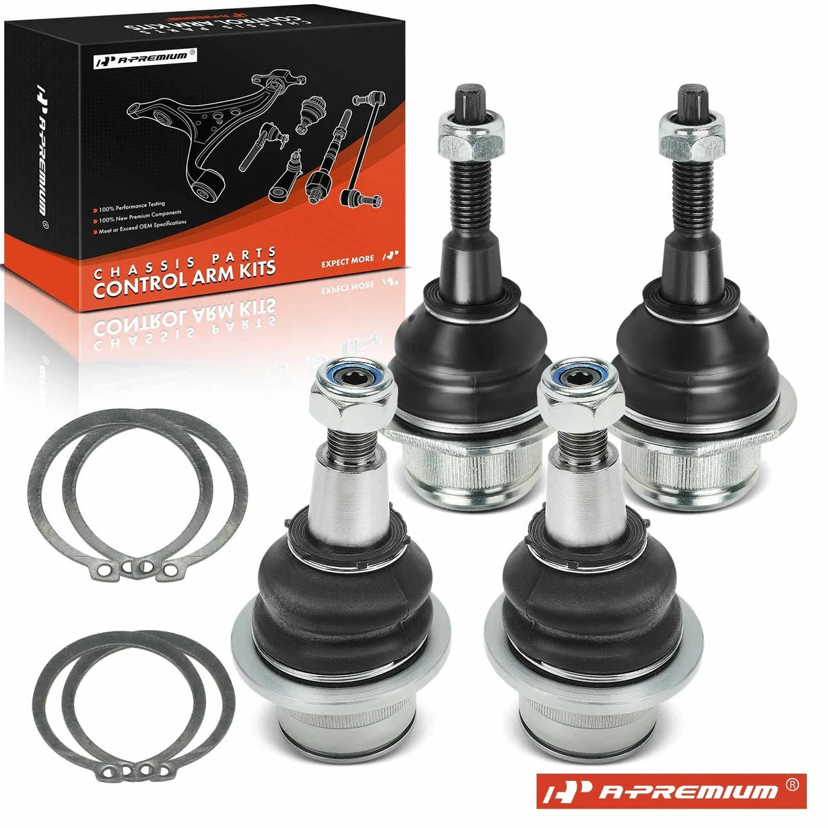 Set of 4 Front Lower & Upper Ball Joints for Ford F-150 (2021–2024)
