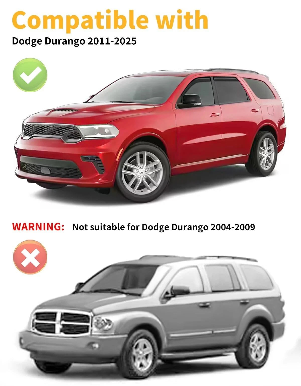 Set of 4 Window Rain Guards for Dodge Durango (2011–2026)