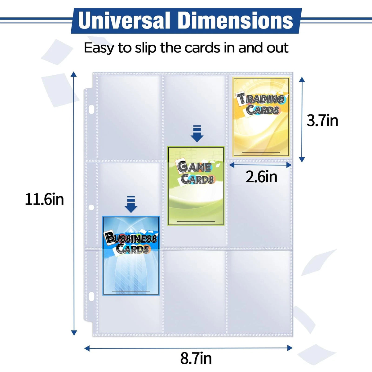 Set of 648 Card Sleeves for 9 Pocket Trading Card Binder Storage
