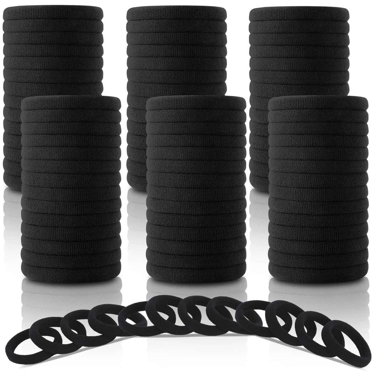 120PCS Black Elastic Hair Ties for Women Girls Ponytail Holders