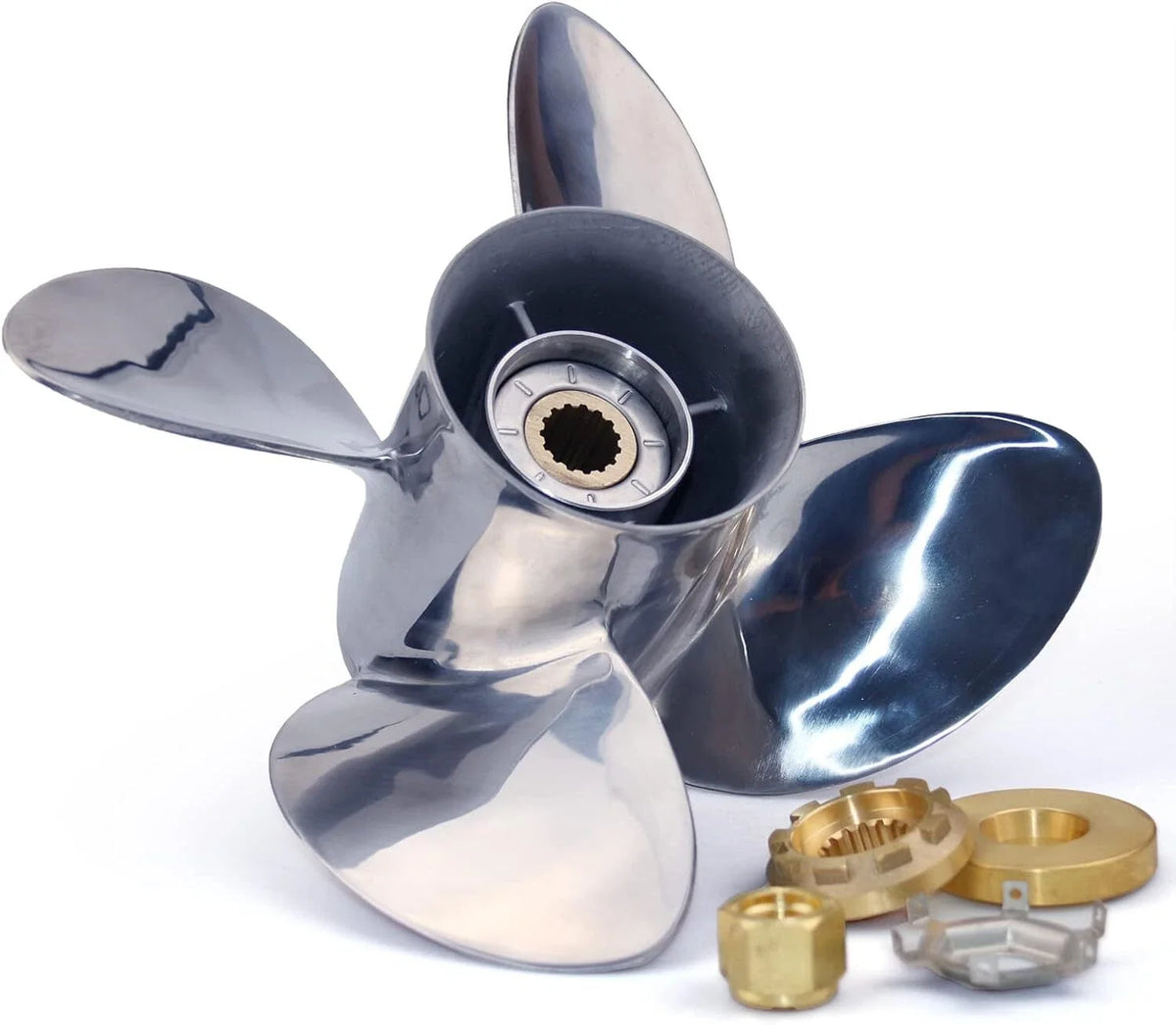 Set of 4 Blades 13x19 Outboard Propeller for Mercury 40-140HP (15 Tooth) Stainless Steel