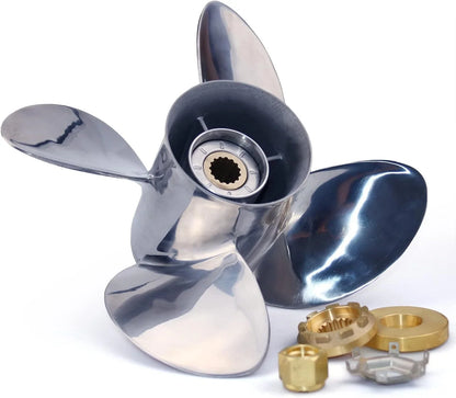 Set of 4 Blades 13x19 Outboard Propeller for Mercury 40-140HP (15 Tooth) Stainless Steel