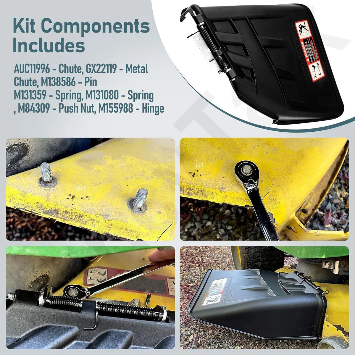 Discharge Chute Kit for John Deere D100, D105, D110, D120, E150, E160