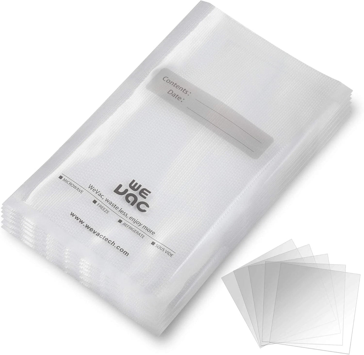 Set of 100 Wevac Vacuum Sealer Bags 11x16 Inch for Gallon Storage