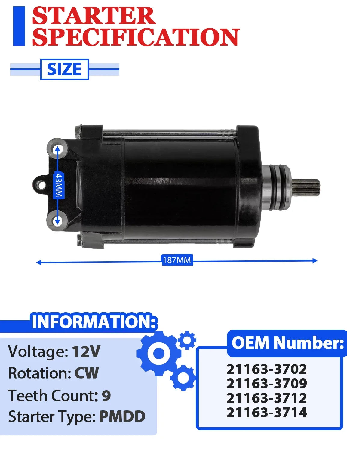 Starter for Kawasaki JT900 Jet Ski 900 STX (1999–2006) with Bendix & Relay