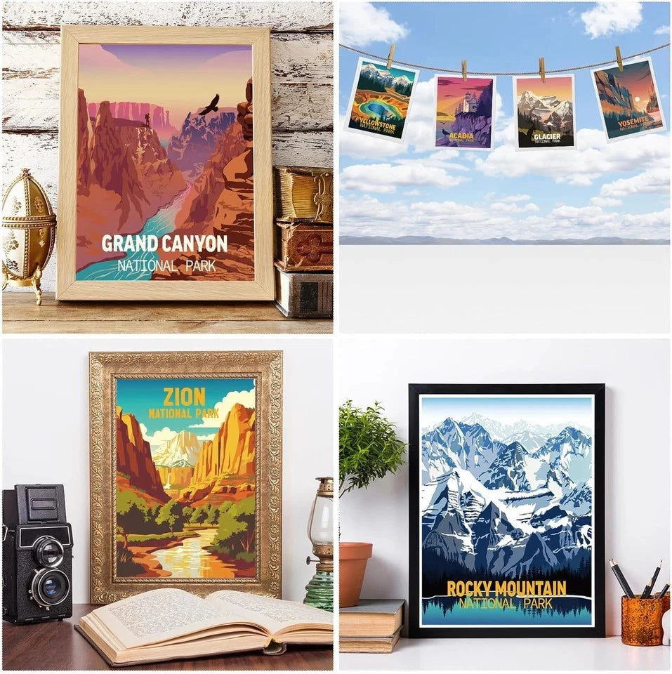 9 Pieces Vintage National Park Posters for Nature Wall Art
