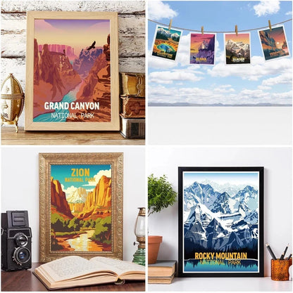 9 Pieces Vintage National Park Posters for Nature Wall Art