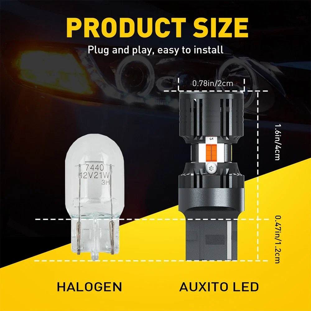 2X AUXITO 7443 LED Front Turn Signal Blinker Light Bulbs for