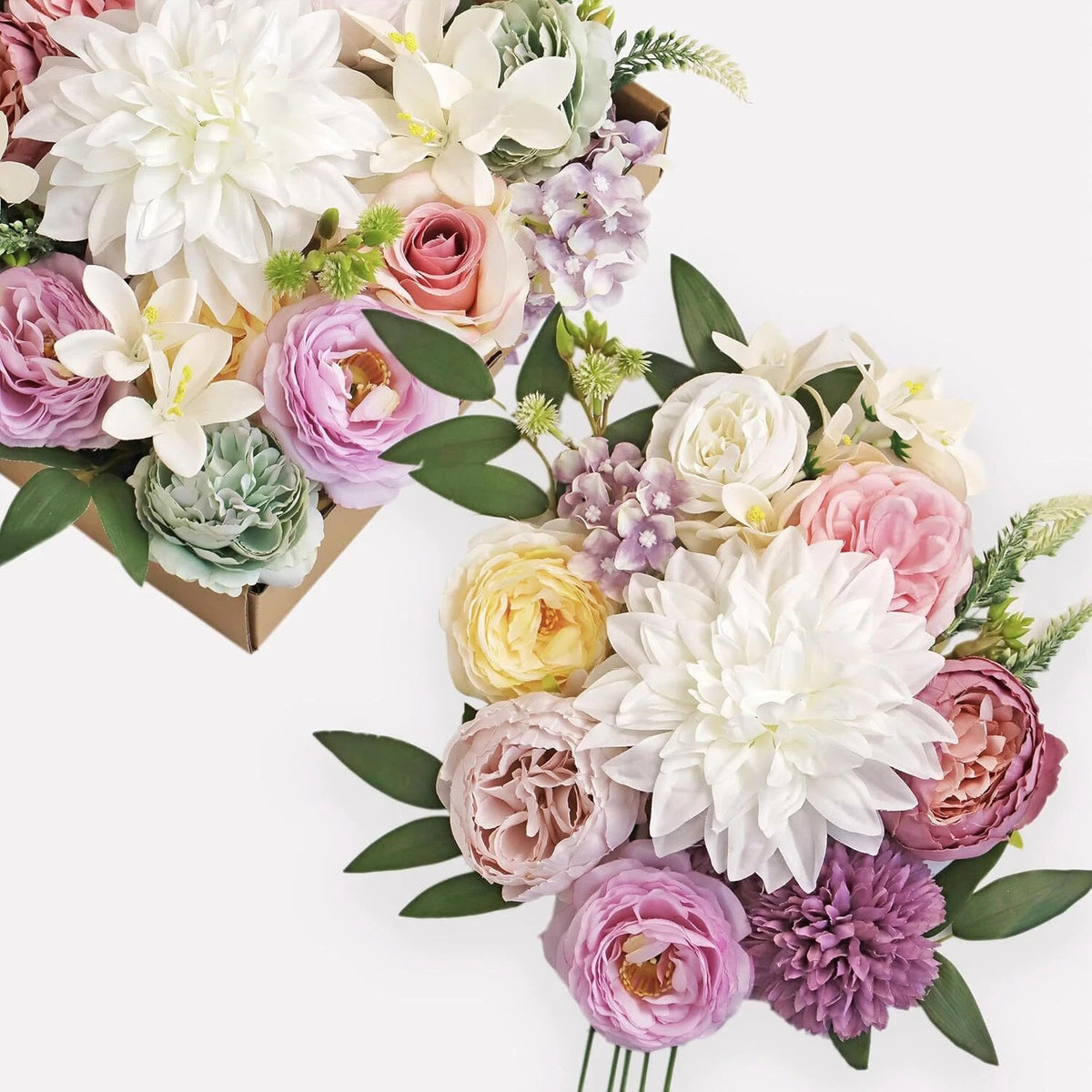Set of 4 Wedding Artificial Flowers Combo Box for DIY Bridal Bouquets
