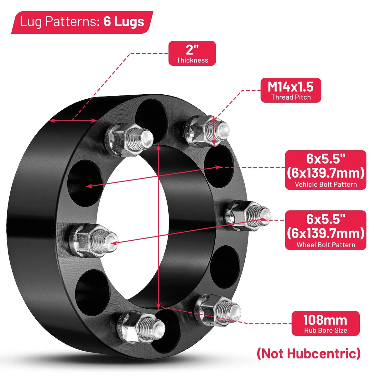 Set of 4 Wheel Spacers for Chevy Silverado Tahoe GMC Sierra Yukon (2000–2023)