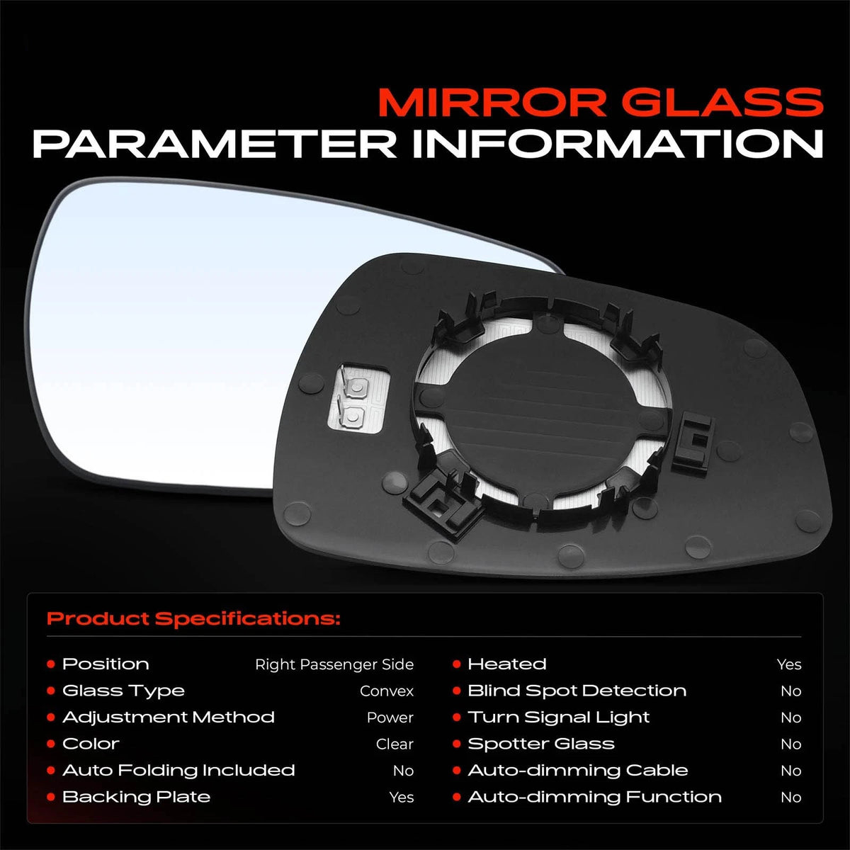 Heated Power Mirror Glass for Hyundai Elantra (2011–2013) HY1325101, 876211R220