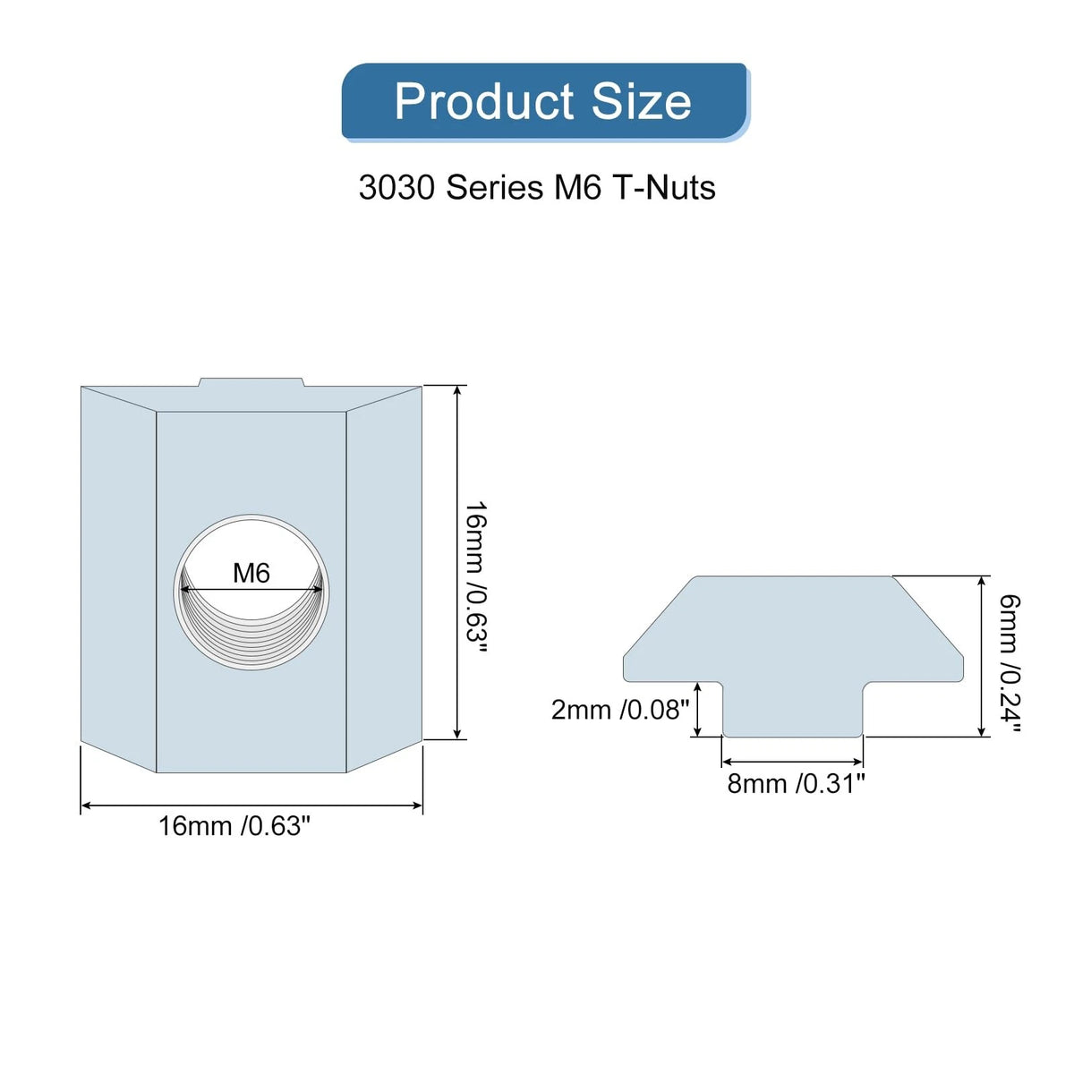 30pcs T Nuts for 3030 M6 T Slot Bolts