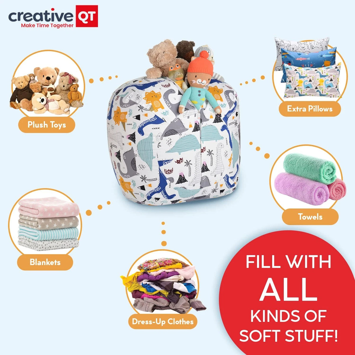 Large Bean Bag for Creative QT Stuff ’n Sit (33’’) - Royal Blue Corduroy