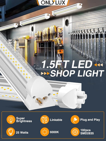 LED Shop Lights 25W 3750LM for Garage Workshop (6500K Daylight)