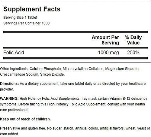Folic Acid 1000 mcg Tablets for Nature's Blend (Pack of 1)