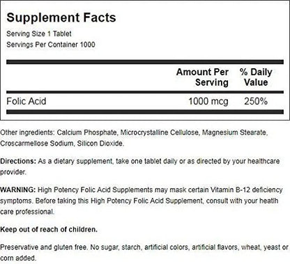 Folic Acid 1000 mcg Tablets for Nature's Blend (Pack of 1)