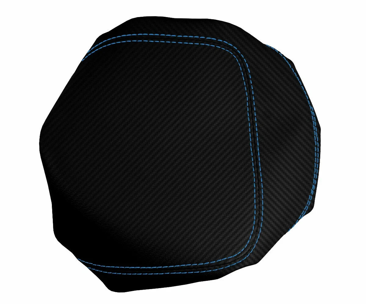 Console Lid Armrest Cover for Ford F150 Lariat (1997–2003) Carbon Fiber Blue Stitch
