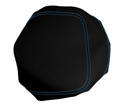 Console Lid Armrest Cover for Ford F150 Lariat (1997–2003) Carbon Fiber Blue Stitch