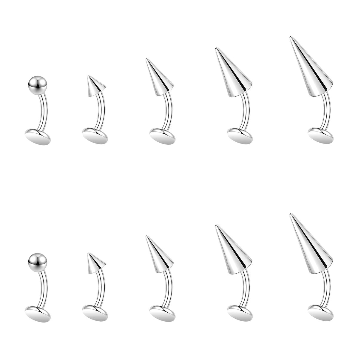 ZS 16G Curved Barbell Lip Ring for Universal Use (6mm, Stainless Steel, Silver)