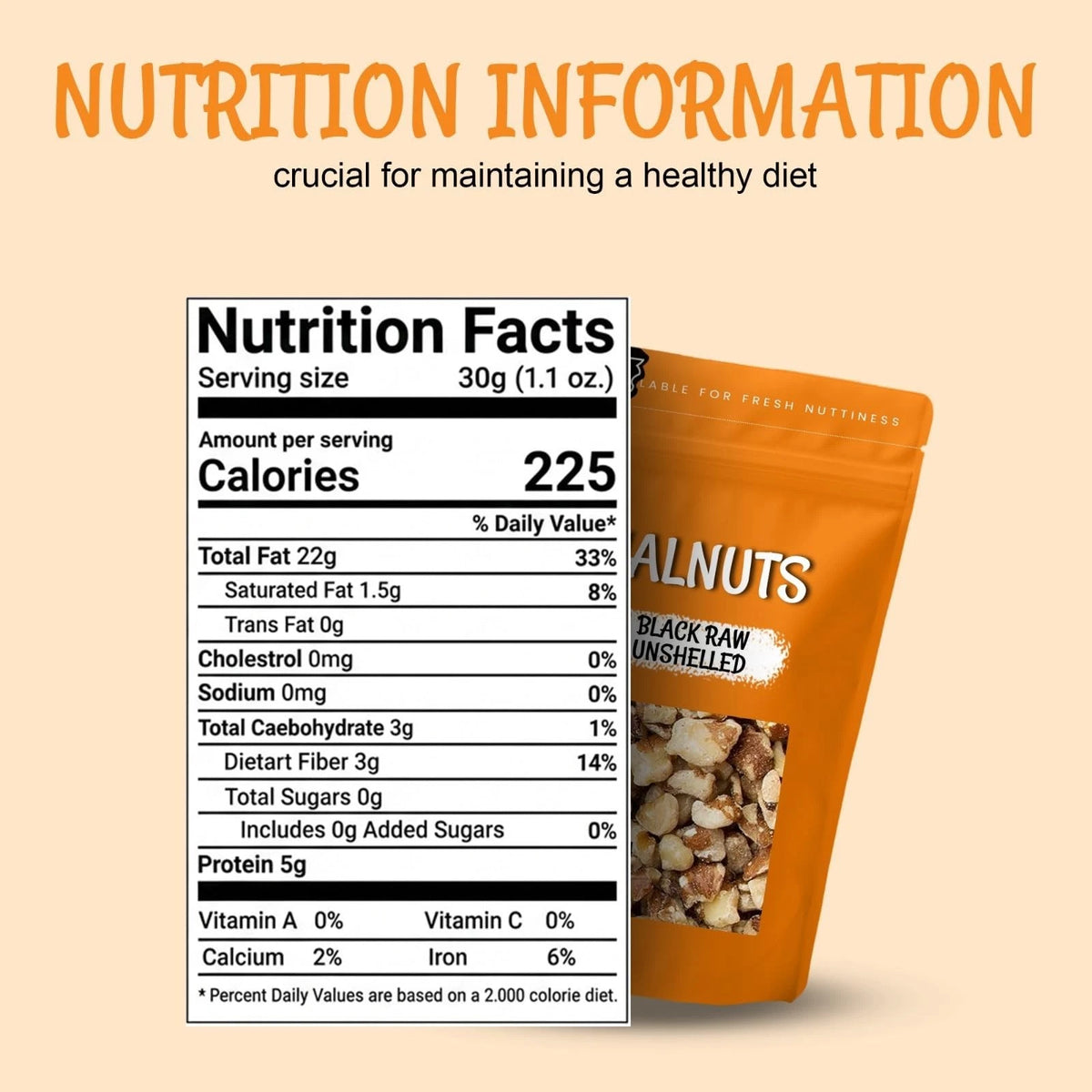 1 Pound Fresh Chopped Black Raw Unshelled Walnuts (Pack of 1)