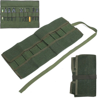 10-Pocket Canvas Wrench Tool Roll Organizer for Automotive Use