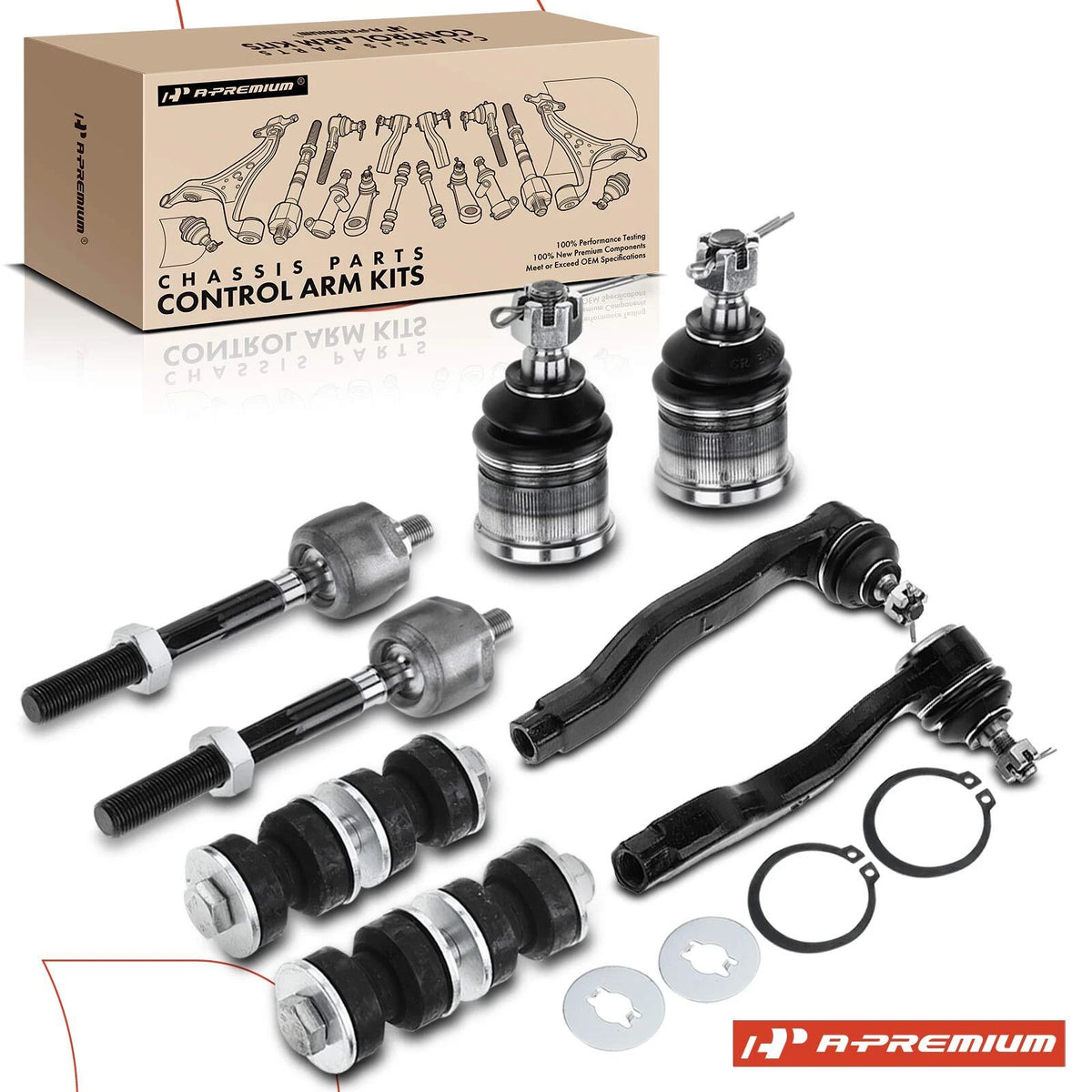 Set of 8 Ball Joints & Sway Bar for Honda Civic (1996–2000) K9802, K90123, EV367, ES2943R, ES2946L