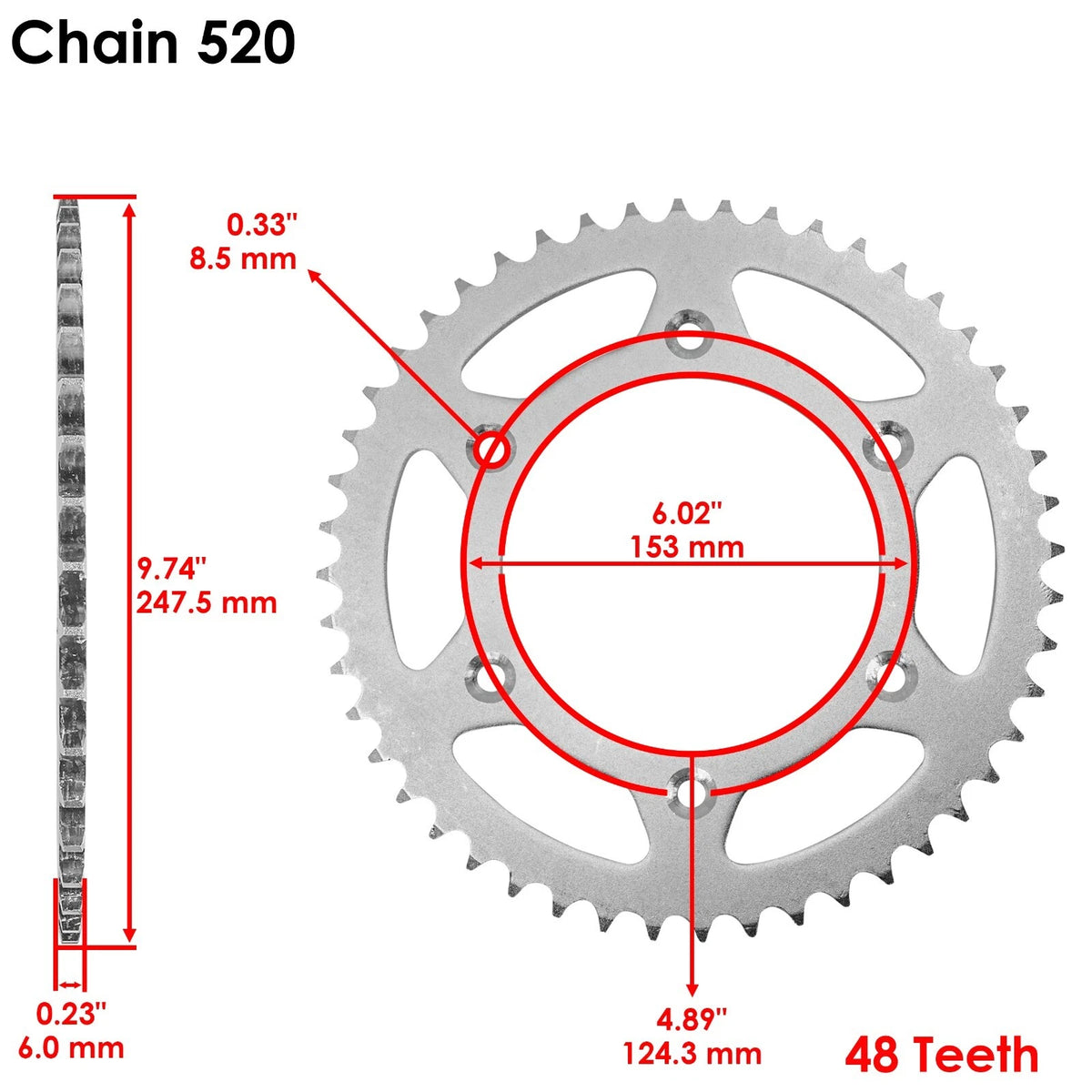 Red O-Ring Drive Chain with Front Rear Sprockets Kit for Honda XR250R (1996–2004) EG3542FS199XO