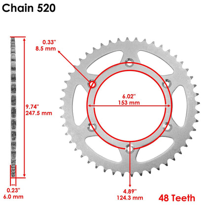 Red O-Ring Drive Chain with Front Rear Sprockets Kit for Honda XR250R (1996–2004) EG3542FS199XO