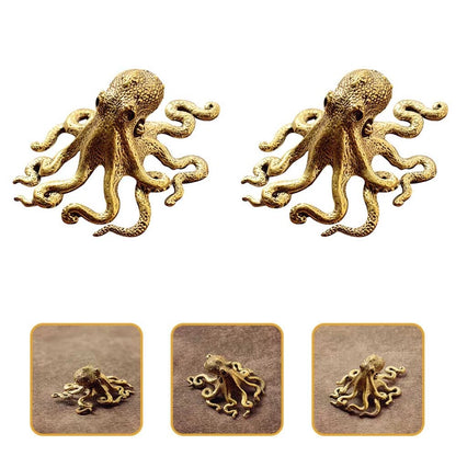 2Pcs Brass Octopus Sculpture for Home Decor